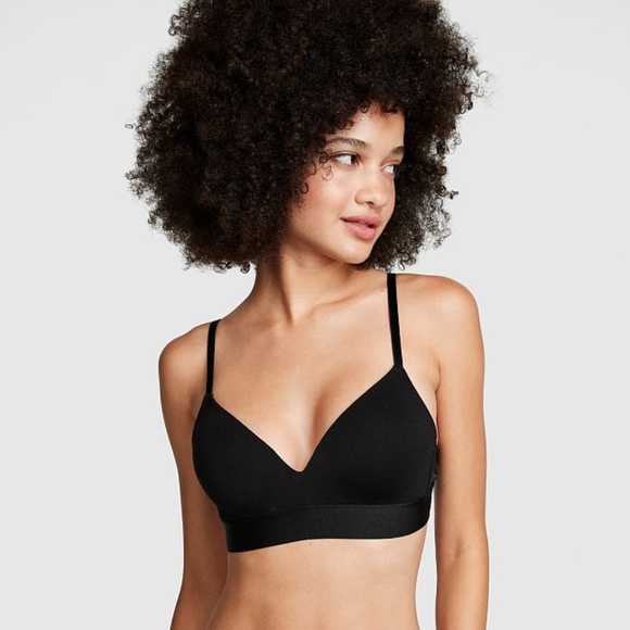 Victoria's Secret PINK Wear Everywhere Wireless Lightly Lined Bra 36B Black NEW - Picture 1 of 4